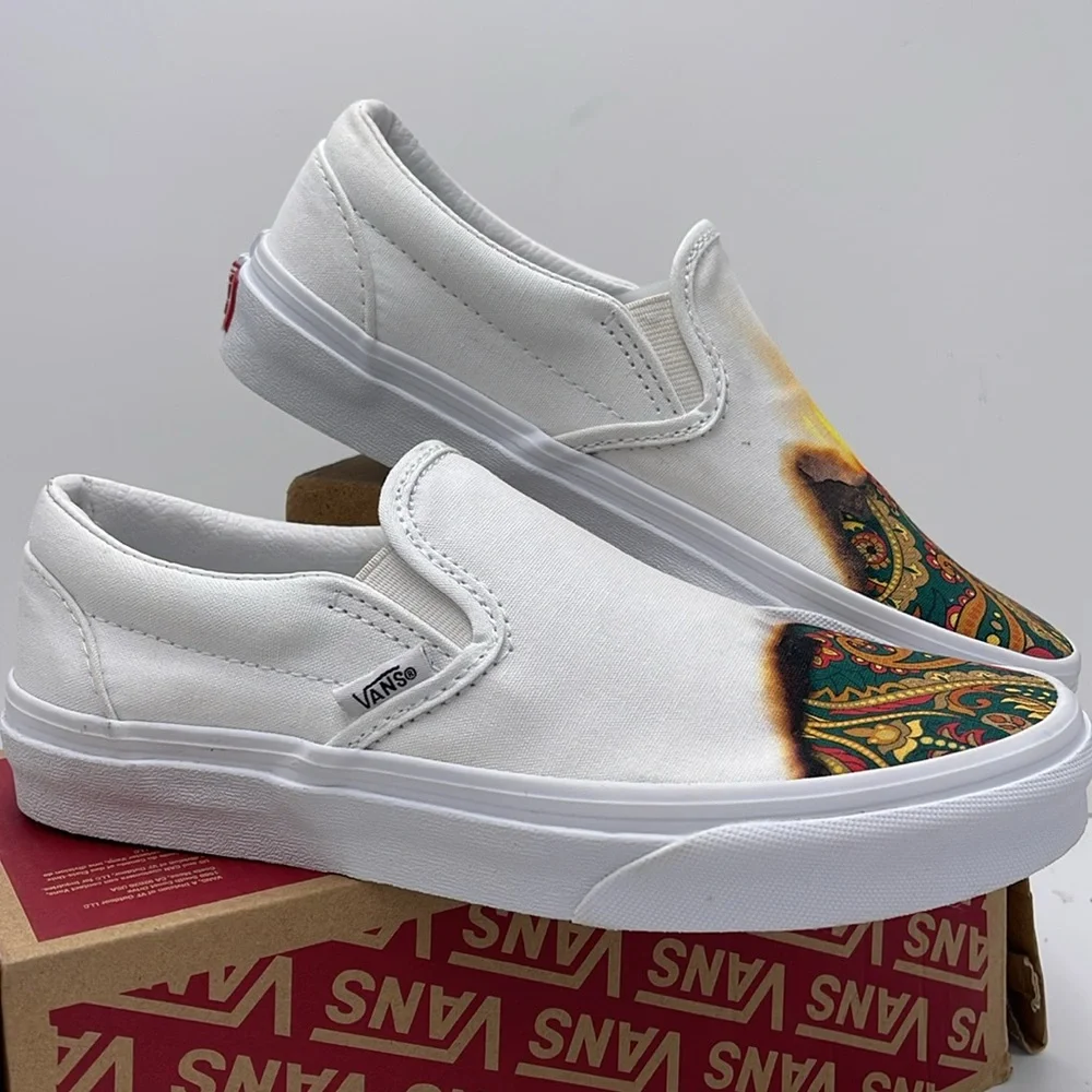 Vans Canvas Men’s Slip-On Shoes in Desert Vibes Oat Classic Slip-On (Big Reveal)